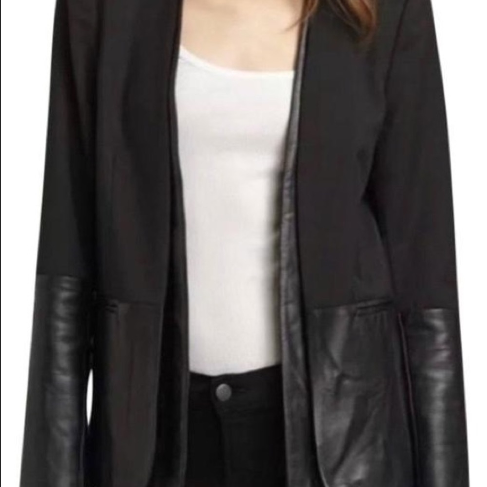 Parker Black Leather & Wool Blazer